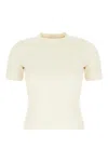 Max Mara Ivory Stretch Viscose Blend T-shirt In Seta