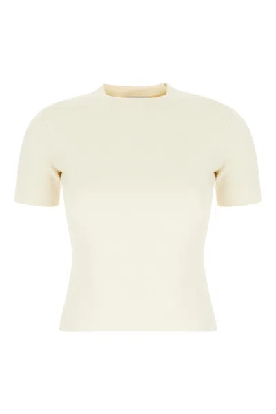 Max Mara Ivory Stretch Viscose Blend T-shirt In Seta