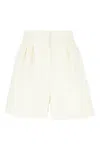 Max Mara Zic High-rise Wool-blend Canvas Shorts In Bianco