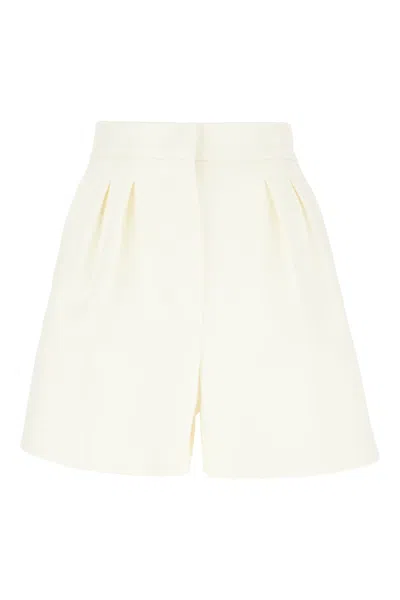 MAX MARA IVORY STRETCH WOOL SHORTS