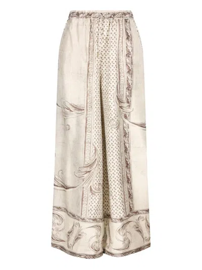 MAX MARA Ivory trousers with baroque graphics MAX MARA