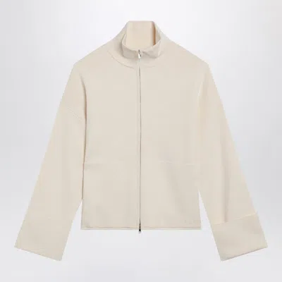 Max Mara Ivory Viscoseblend Zipup Sweatshirt In Neutral