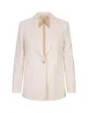Max Mara Womens Sand Mosa Single-breasted Linen-cotton Blend Blazer
