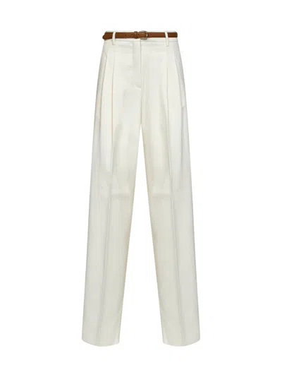 Max Mara Ivory White Mstadunco Fluid Belted Trousers