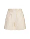 Max Mara Piadena Cotton High Waist Shorts In Ivory