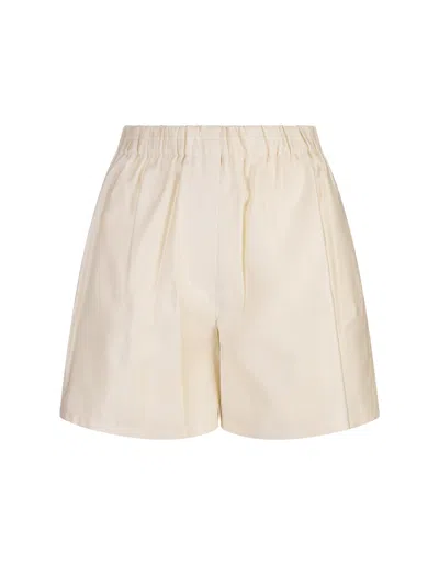 Max Mara Piadena Cotton High Waist Shorts In Ivory