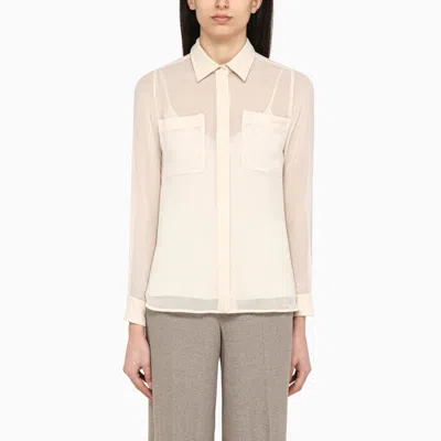 Max Mara Ivory White Shirt In Silk Georgette In Beige