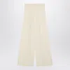 Max Mara Ivory Wide Leg Pants In Viscose Knit