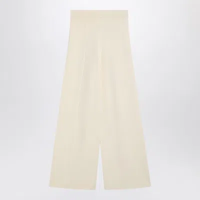 Max Mara Ivory Wide Leg Pants In Viscose Knit Women In Brown