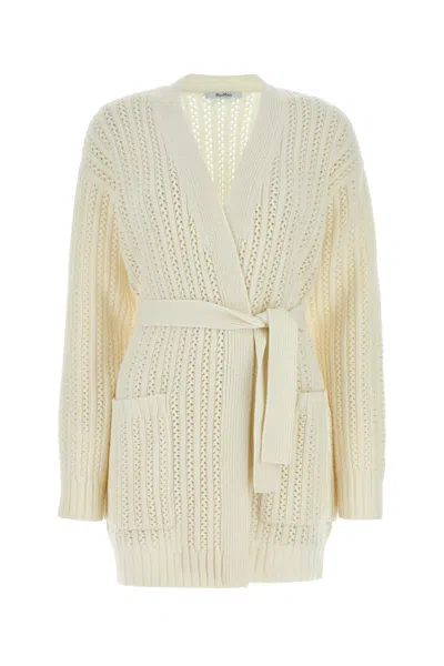 MAX MARA IVORY WOOL BLEND BALZAC CARDIGAN