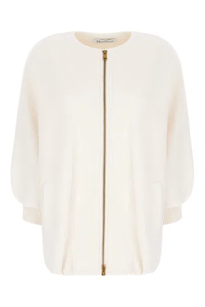 Max Mara Ivory Wool Blend Cardigan In Gray