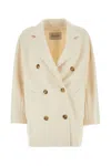 Max Mara Rebus Double-breasted Wool Blend Coat In White