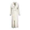 Max Mara Ivory Wool Long Robe Coat In Gray