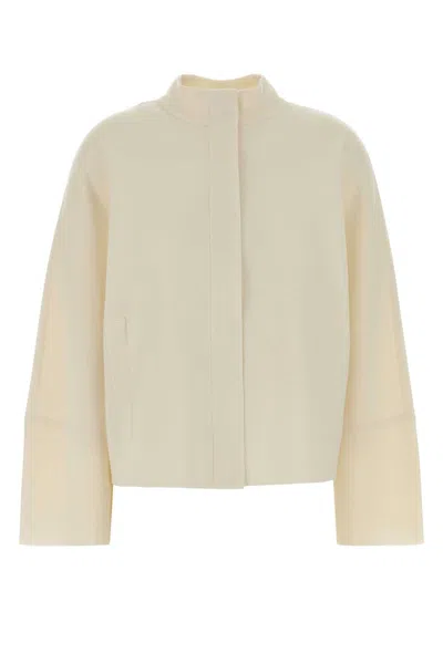 Max Mara Wool Sport Cardigan High Collar Sleeves In Transparent