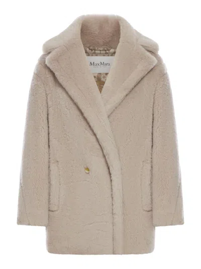 Max Mara Plush Coat In Nude