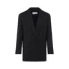 Max Mara Double-breasted Wool Jacket With Pinstripe Design In Black