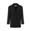 Max Mara Double-breasted Wool Jacket With Pinstripe Design In Black