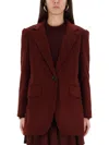 Max Mara Tailored Jacket Featuring Structured Shoulders In Burgundy