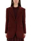 Max Mara Tailored Jacket Featuring Structured Shoulders In Burgundy