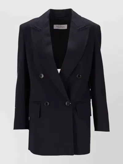 Max Mara Jacket Back Vent Buttoned Cuffs Flap Pockets In Blue