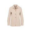 Max Mara Classic Notched Collar Jacket In Virgin Wool In Beige