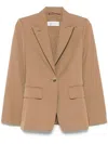 Max Mara Notched Lapels Single-breasted Jacket With Split Cuffs In Beige