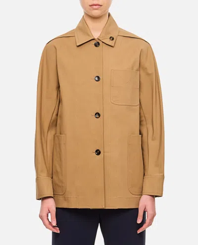 Max Mara Moneta Cotton Jacket Chest Pocket In Brown