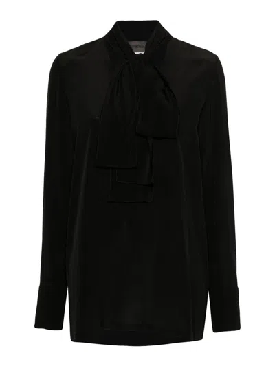 Max Mara Bow-detail Cotton Shirt In Black