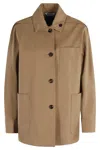 Max Mara Cotton Jacket With Buttoned Cuffs And Collar In Brown