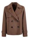 Max Mara Double-breasted Wool Jacket With Tailored Silhouette In Brown