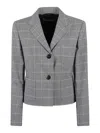 Max Mara Tailored Grey Wool Blazer With Classic Plaid Pattern In Gray