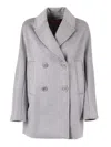 Max Mara Sheere Double-breasted Peacoat In Gray