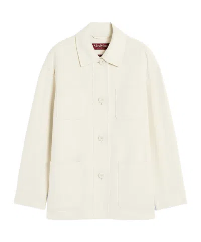 Max Mara Jacket In Wool, Cashmere And Silk Broadcloth In White