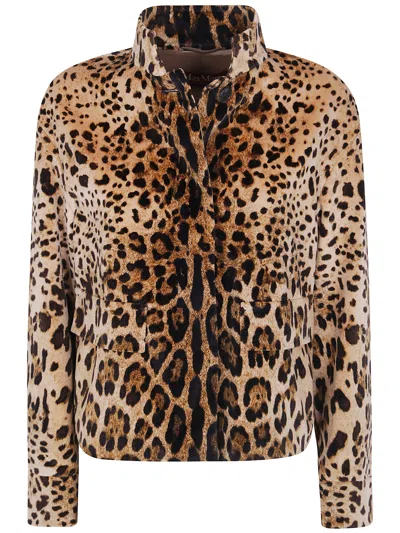Max Mara Jacket Leopard Velvet "mst Edro" In Animal Print