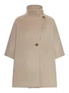 Max Mara High Collar Cape In Neutral