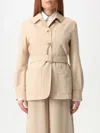 Max Mara Jacket Belted Patch Pockets In Beige