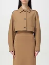 Max Mara Cropped Jacket With Chest Pocket In Brown