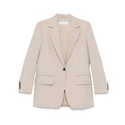 Max Mara Single-breasted Jacket Notched Lapels In Neutral