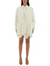 Max Mara Orlaya Oversize Stretch-wool Canvas Jacket In White