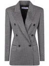Max Mara Houndstooth-pattern Double-breasted Blazer In Gray