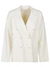 Max Mara Double Breasted Jacket Button Detailing In White