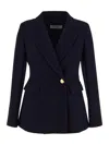 Max Mara Blue Gabardine Pagano Blazer In Blue