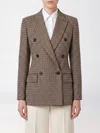 Max Mara Houndstooth T-shirt Jacket Double-breasted Lined Wool-blend In Black