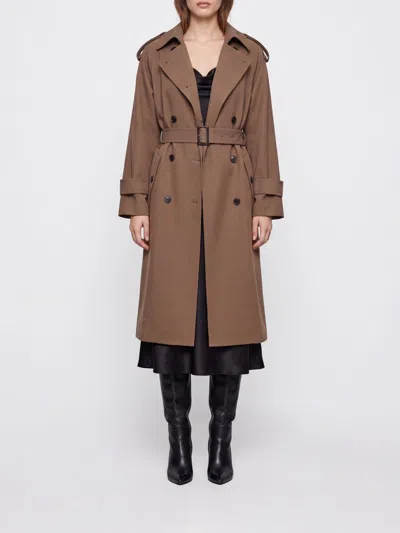 Max Mara Water-repellent Cotton Twill Midi Trench Coat In Brown