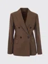 Max Mara Studio Double-breasted Pinstripe Blazer In Brown