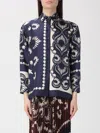 Max Mara Printed Silk Patchwork Shirt In Blue