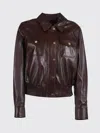 Max Mara Studio Short Leather Jacket In Brown
