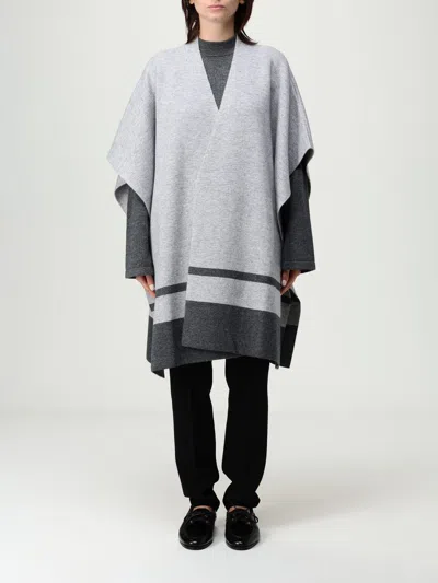 Max Mara Stripe-detail V-neck Cape In Gray