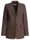 Max Mara Structured Single-breasted Jacket Flap Pockets In Brown
