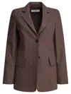 Max Mara Structured Single-breasted Jacket Flap Pockets In Brown